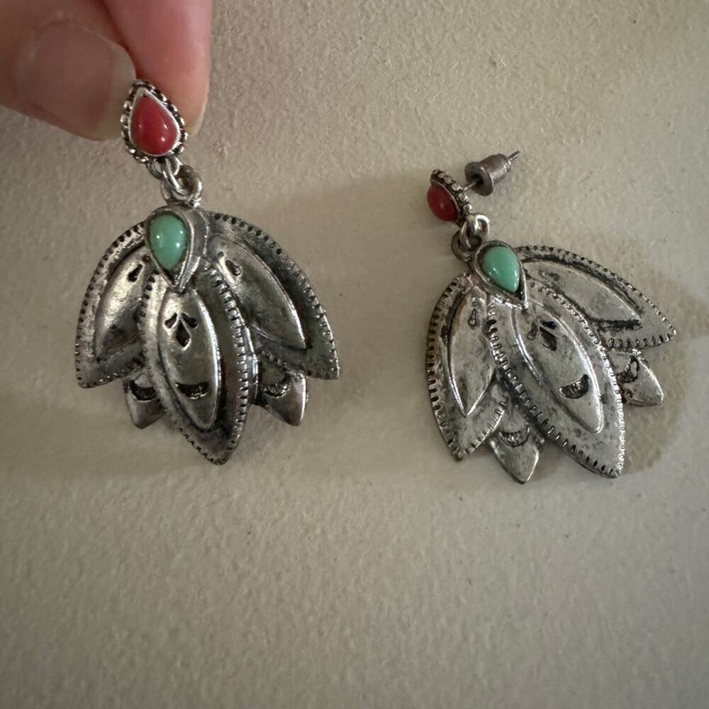Silver Earrings With Bead Accents